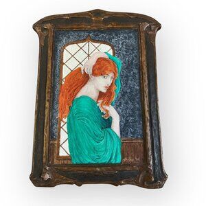 Vintage Art Nouveau Framed Painting Signed Original 1995 Decorative Wall Art